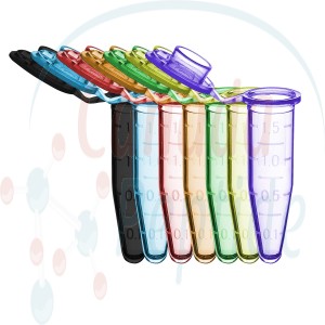 Microtube w/ cap, 1.5ml, assorted colors (B, R, G, O, P, Y), w/ self-standing bag & Stop-Pops